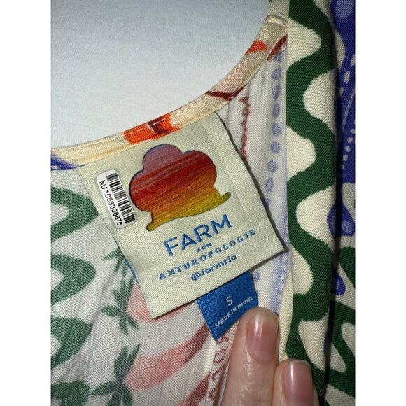 Farm Rio Anthropologie Tropical Print Kaftan Maxi Cutout Dress Sz S N - Picture 5 of 10